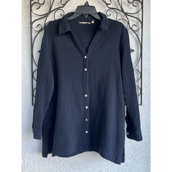Soft Surroundings Escambia Gauze Tunic - Size Large - Black - Picture 1 of 7